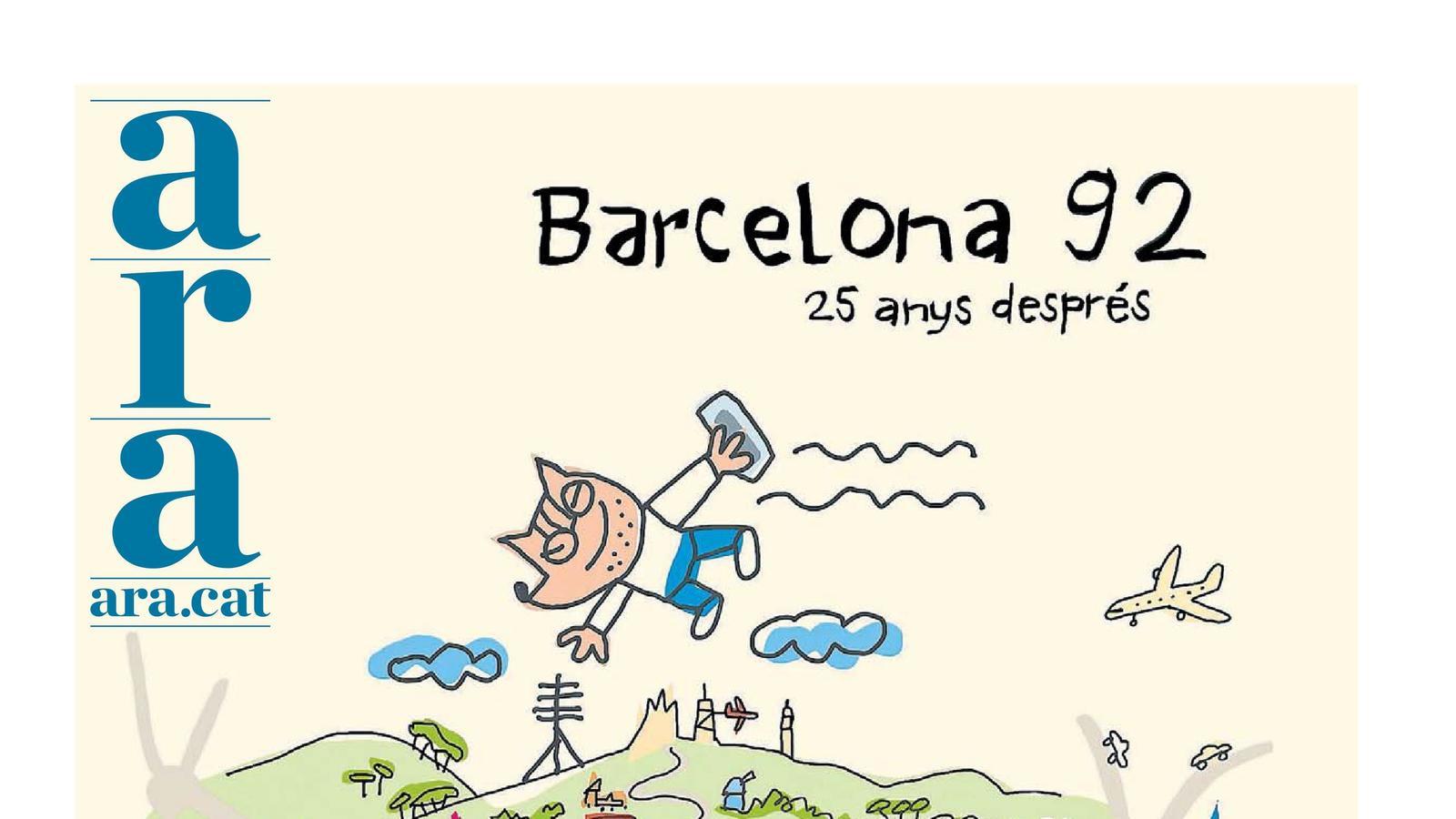 Portada del diari especial '25 anys de Barcelona '92', dissenyada per Javier Mariscal