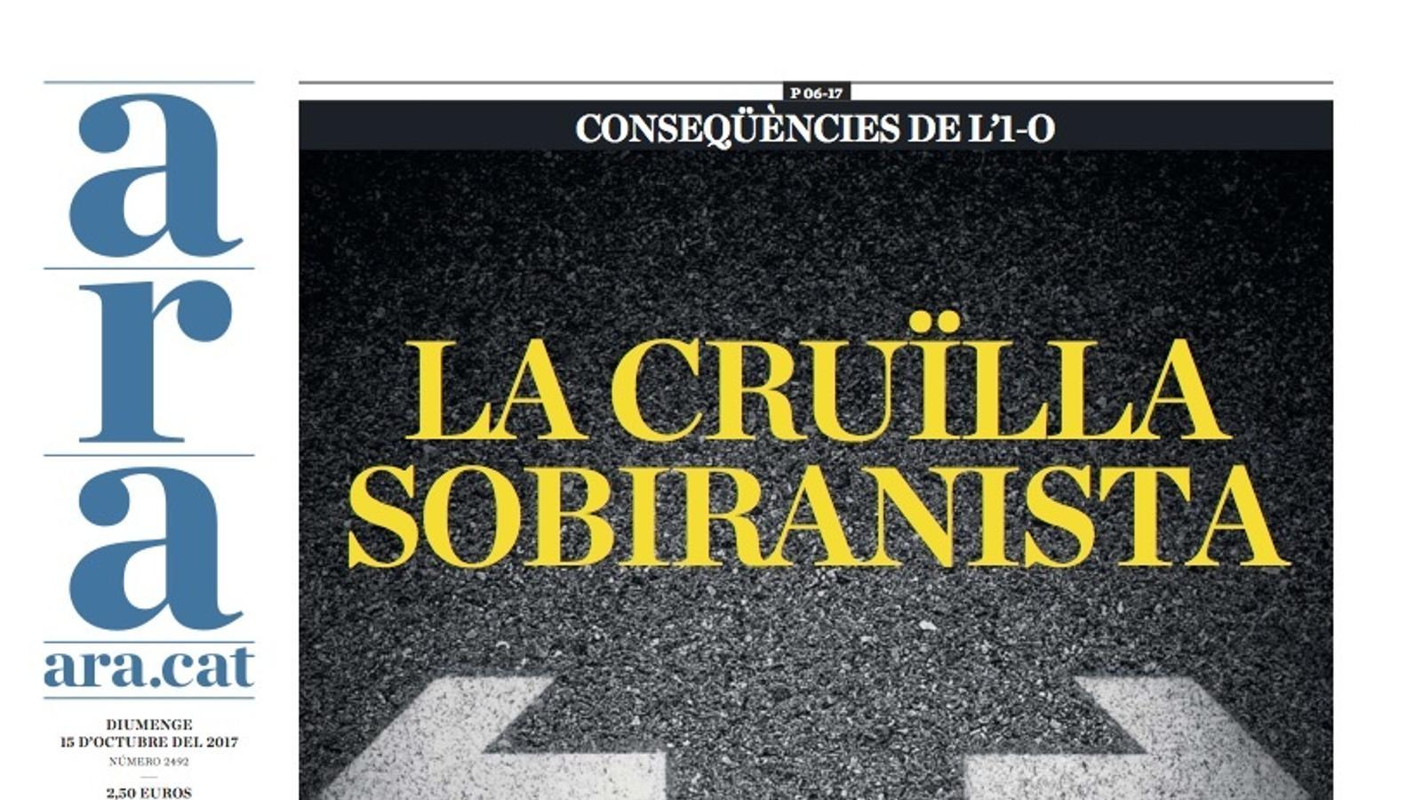 "La cruïlla sobiranista", portada de l'ARA