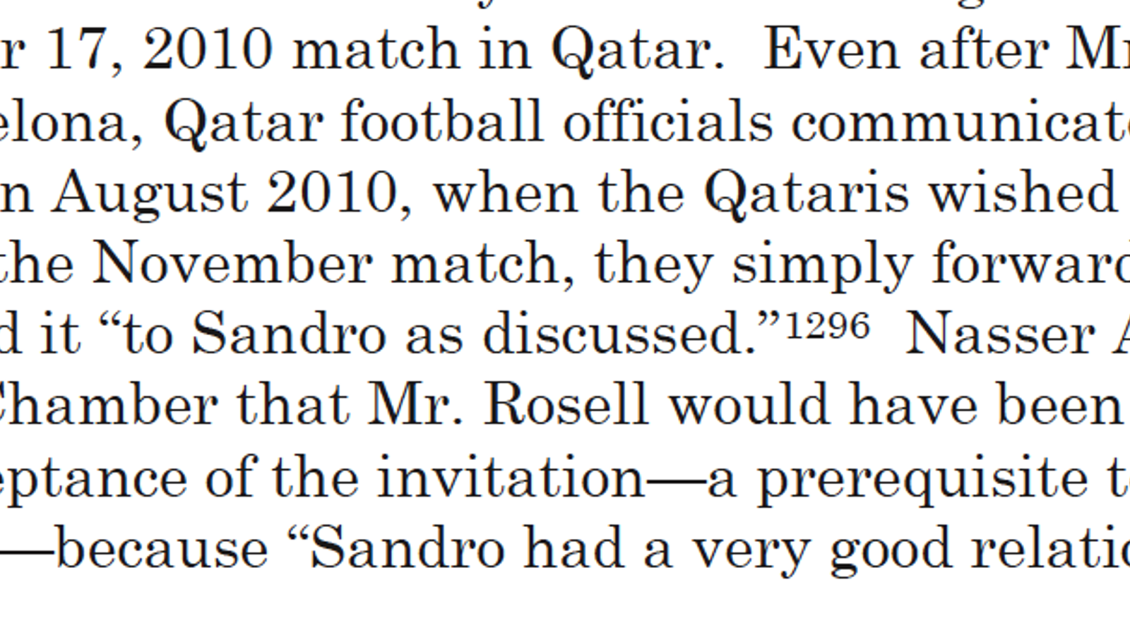Part de l'informe García, citant a Sandro Rosell / FIFA