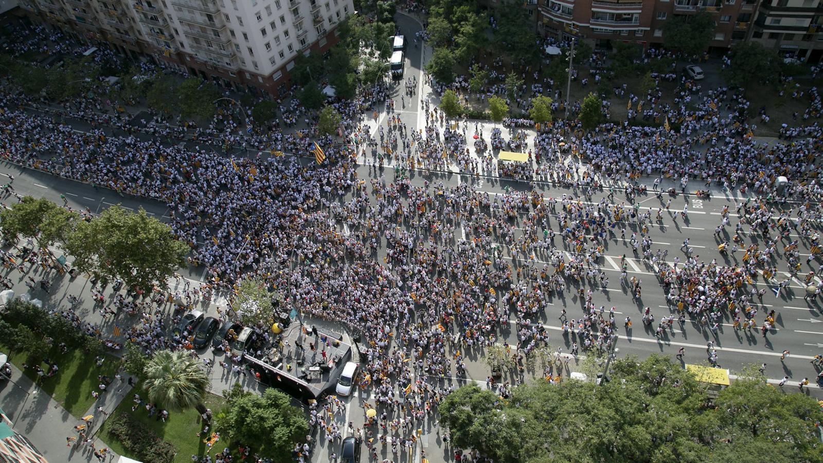 Imatge de la manifestació de la Diada de l’Onze de Setembre  del 2015 a l’avinguda Meridiana  de Barcelona. / FRANCESC MELCION