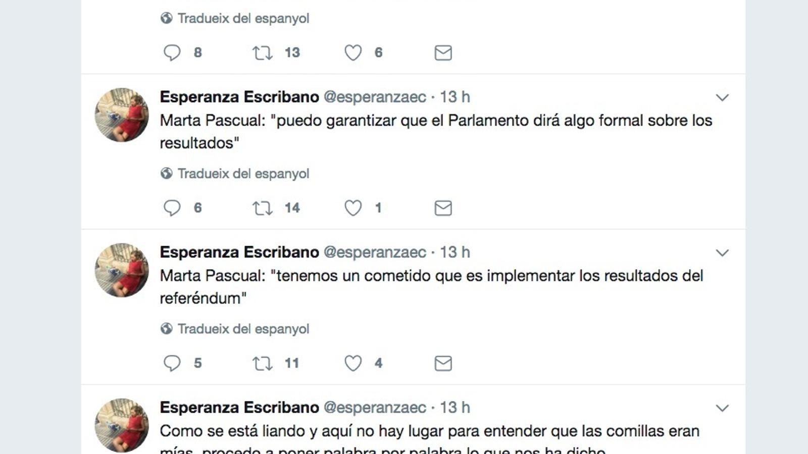Captura d'imatge de la sèrie de tuits d'Esperanza Escribano