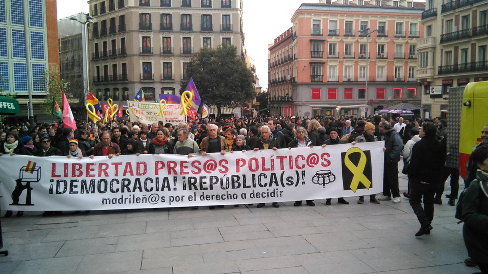 ManifestaciÃ³ a Madrid per demanar la llibertat dels presos polÃ­tics, en una imatge d'arxiu / ACN