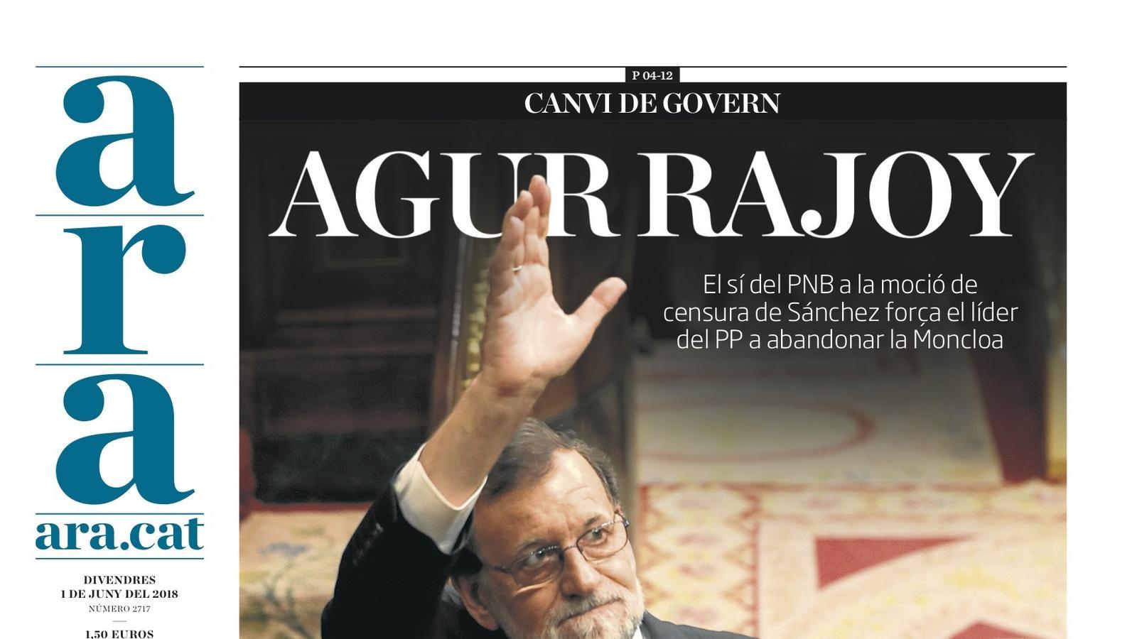 "Agur Rajoy", portada de l'ARA