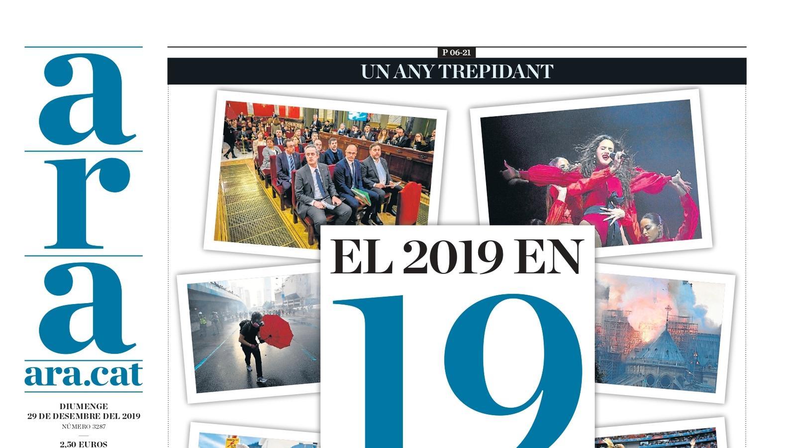 "El 2019 en 19 imatges", la portada de l'ARA
