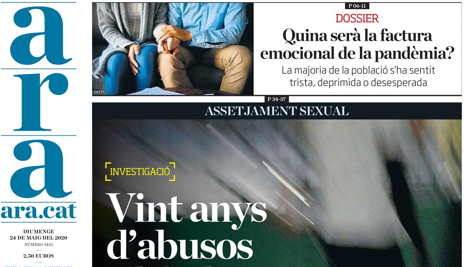 "Vint anys d'abusos a l'Aula de Teatre de Lleida", portada de l'ARA